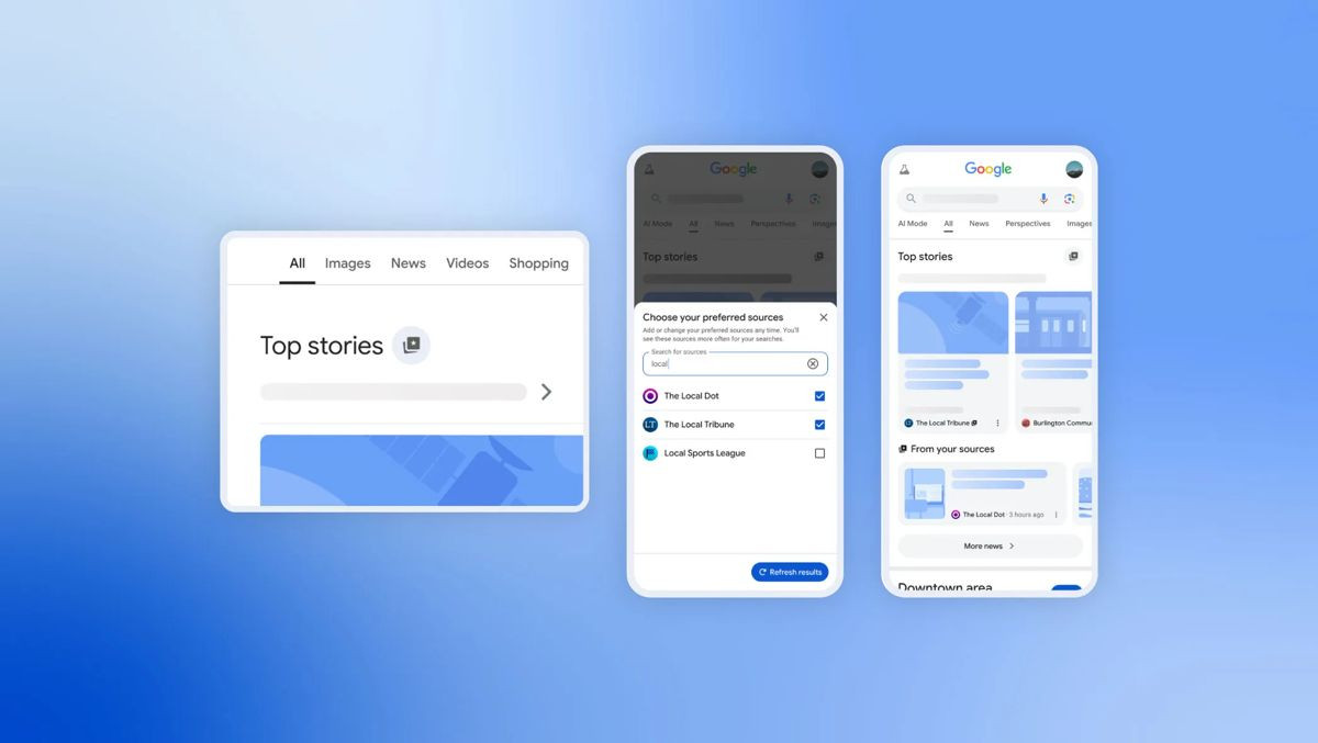 Google Search introduces Preferred Sources for tailored news results