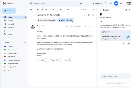 Gemini AI will add events from Gmail to your Calendar