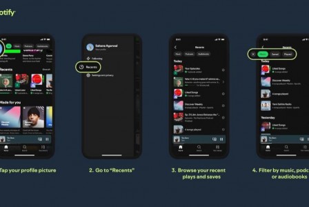 Spotify Recents tab shows your listening history off the last 90 days