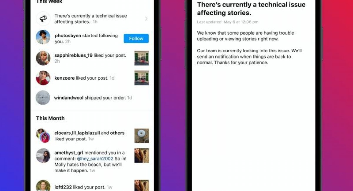 Instagram testing a feature that will alert users when the platform goes down