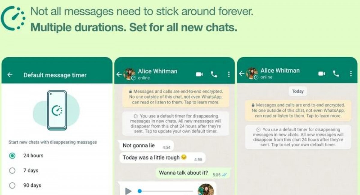WhatsApp enables disappearing messages by default