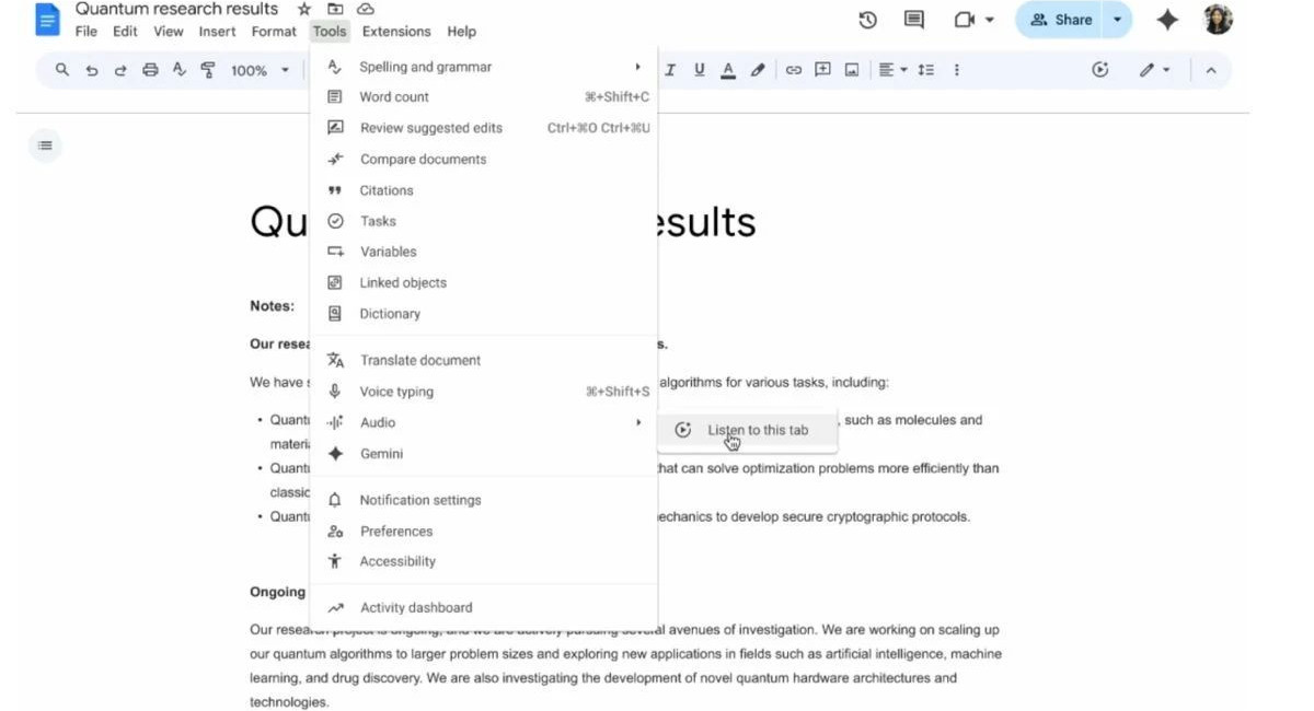 Google Gemini brings AI-powered voice to your documents