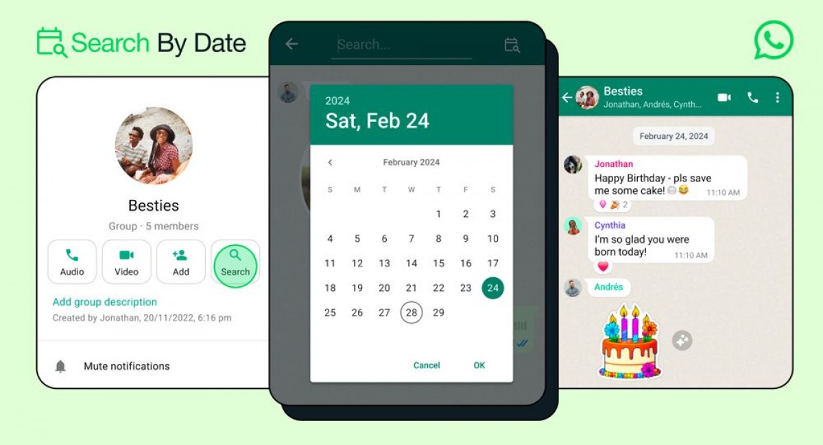 WhatsApp lets you search messages by date on Android devices