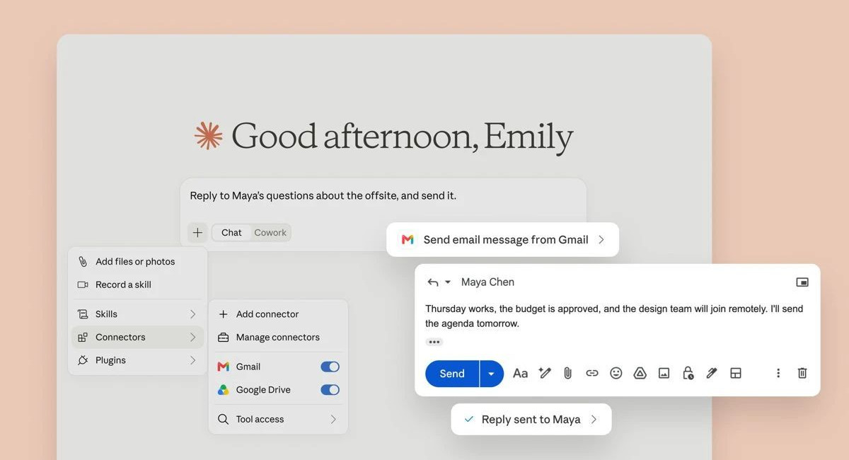 Claude takes control of Gmail and Google Drive